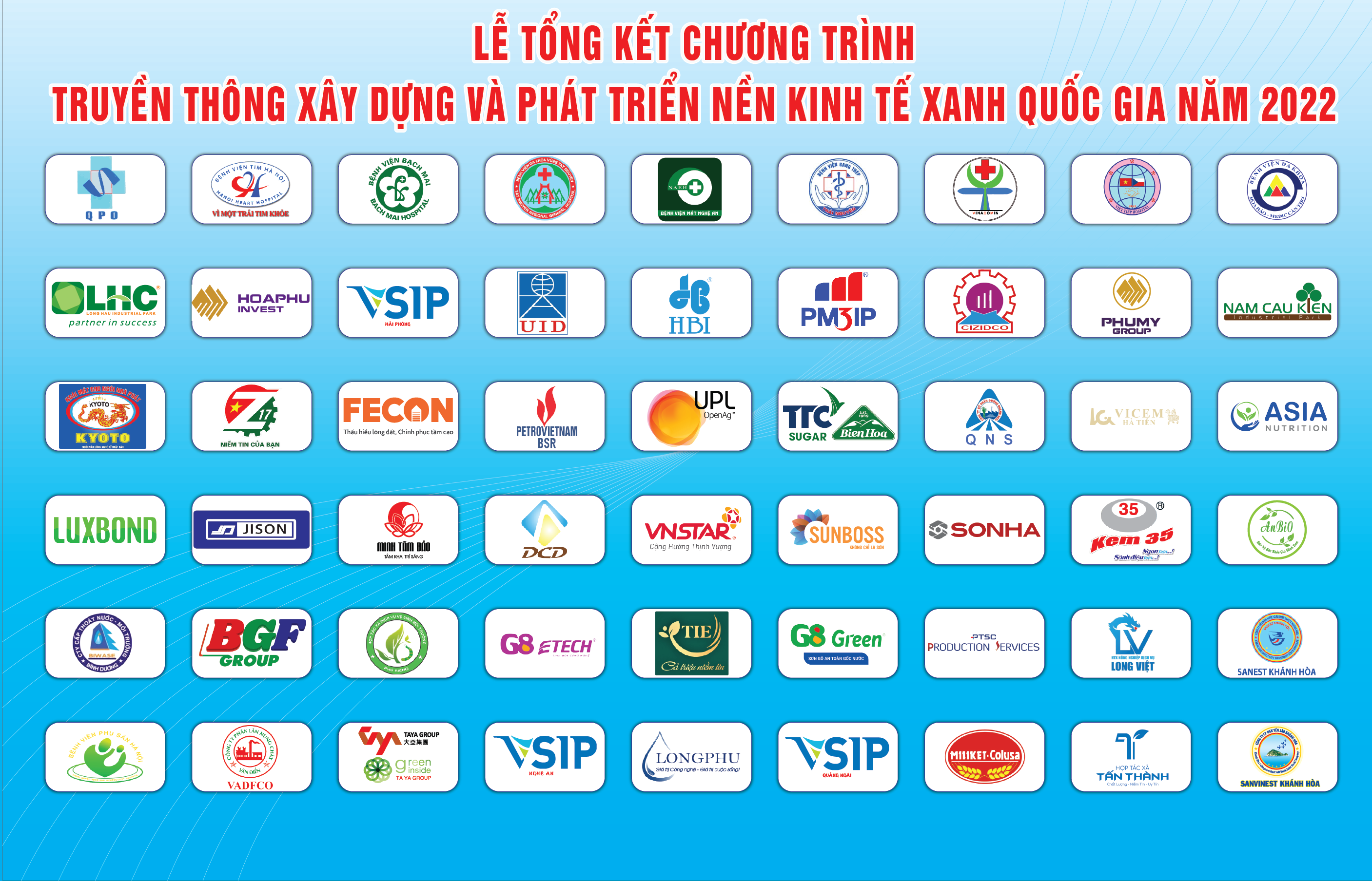 Danh sách các đơn vị đạt giải chương trình truyền thông xây dựng và phát triển nền kinh tế xanh Quốc Gia năm 2022